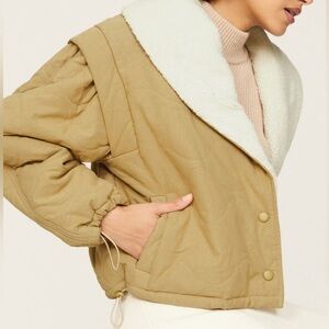 ASTR Nadine Canvas Teddy Puffer Jacket, NEW